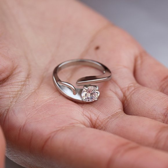 Create Irregular Pure Round Gemstone CZ Twisted Rings for Women, EVGG1557 - Picture 5 of 6